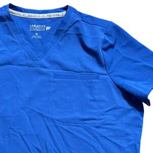 Fabletics Feel Good Performance Top XL Scrub Top V-Neck Pocket Royal Blue‎
